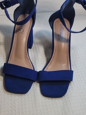 Rouge Helium Royal Blue Ankle-Strap Block Heels